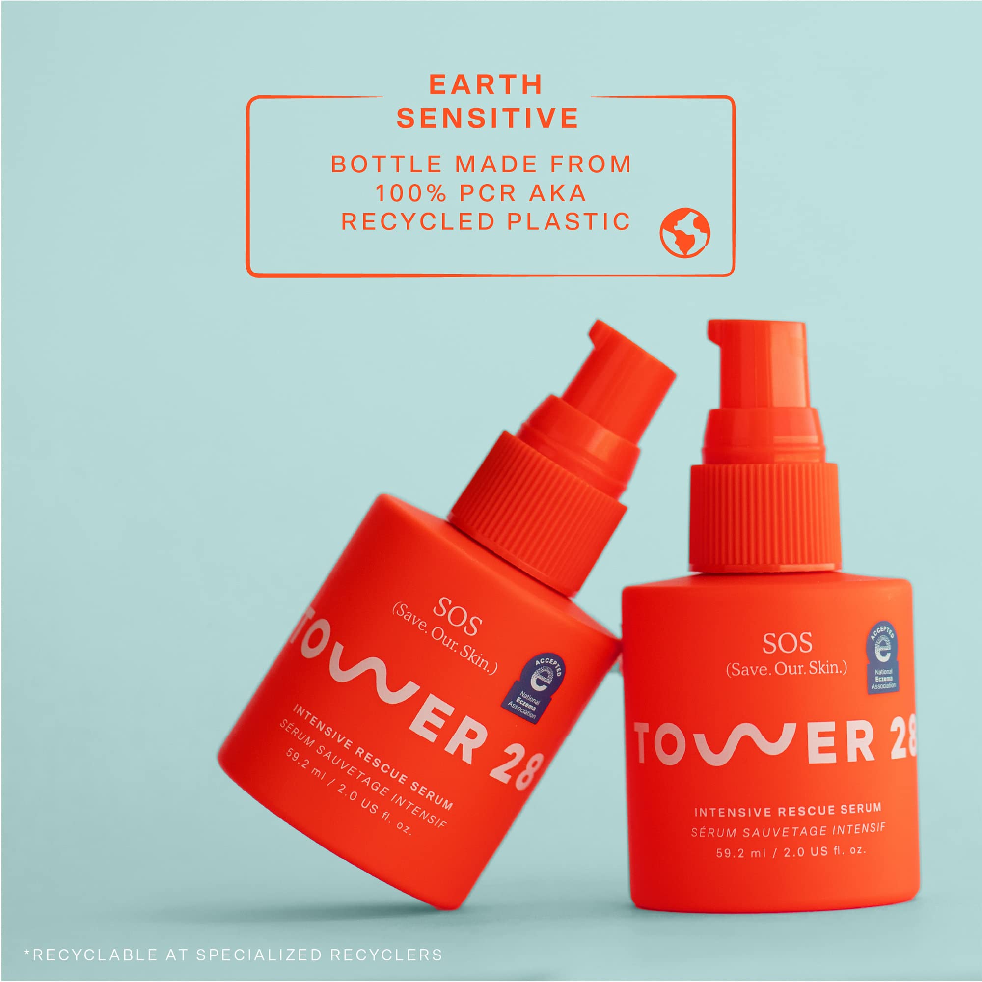 Tower 28 SOS Rescue Face Serum sensitive skin feature signals compatibility with delicate complexions.