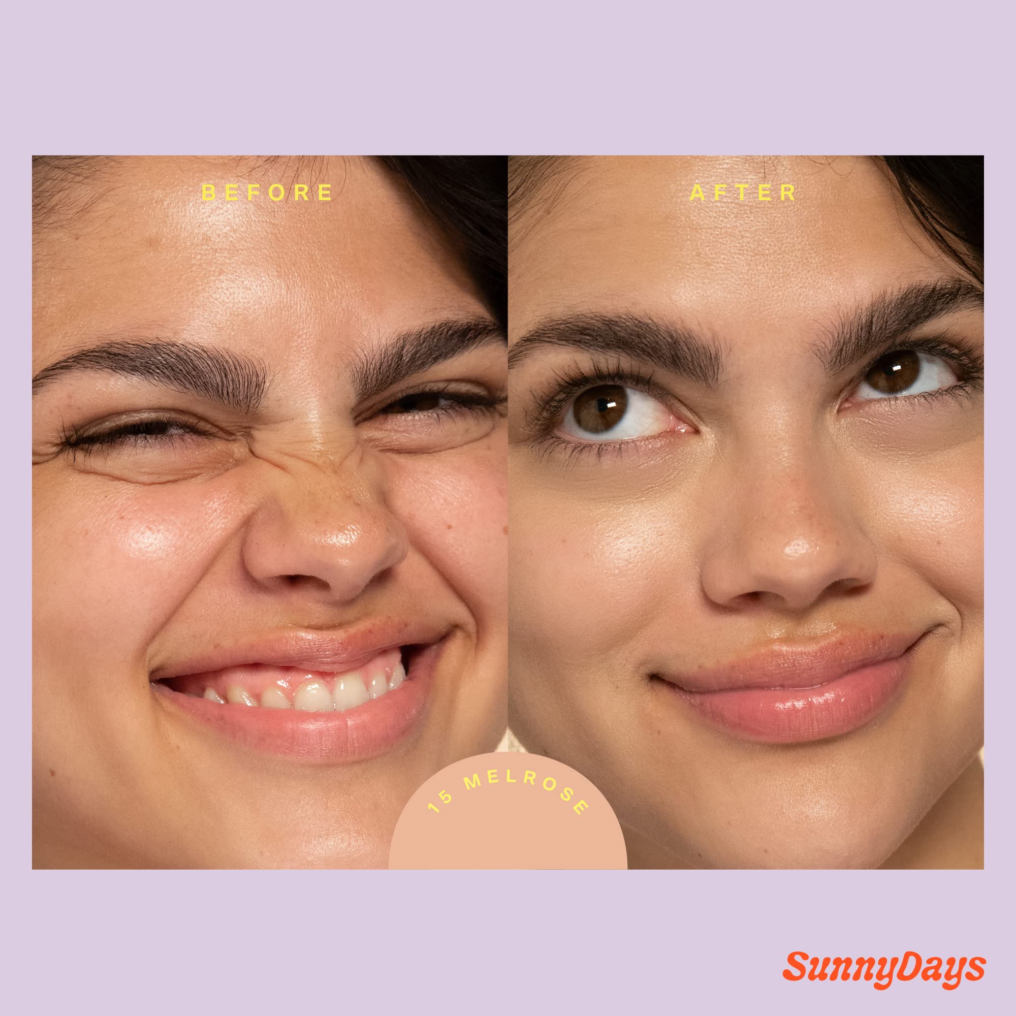 Tower 28 SunnyDays lightweight coverage for a natural skin-like finish.