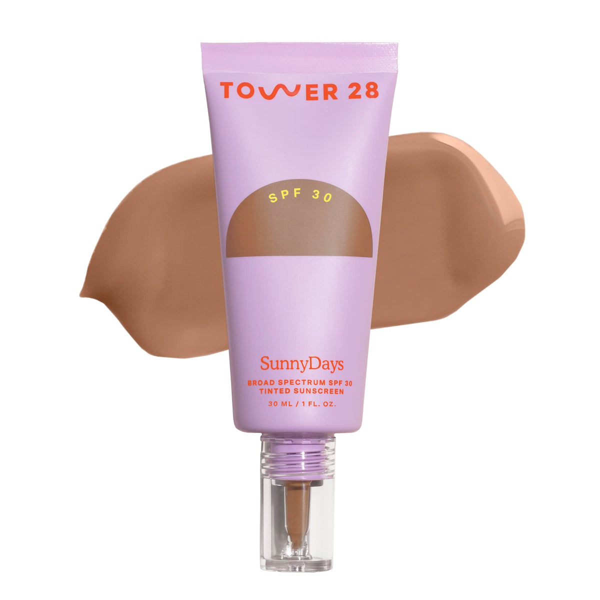 Tower 28 SunnyDays SPF 30 tinted moisturizer bottle showing natural finish and buildable coverage