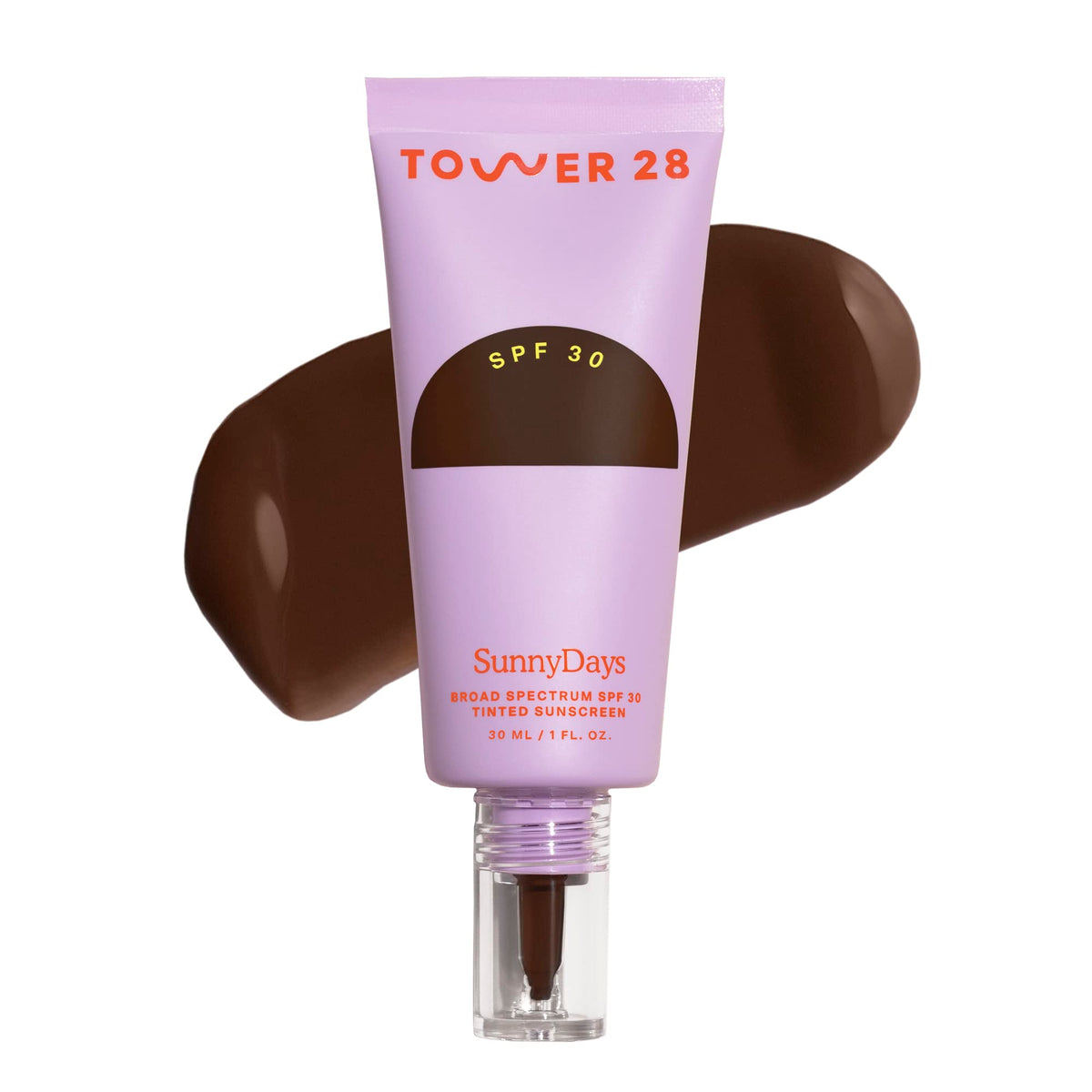 Tower 28 SunnyDays SPF 30 bottle Topanga-65 shows rich red undertones for warm skin.