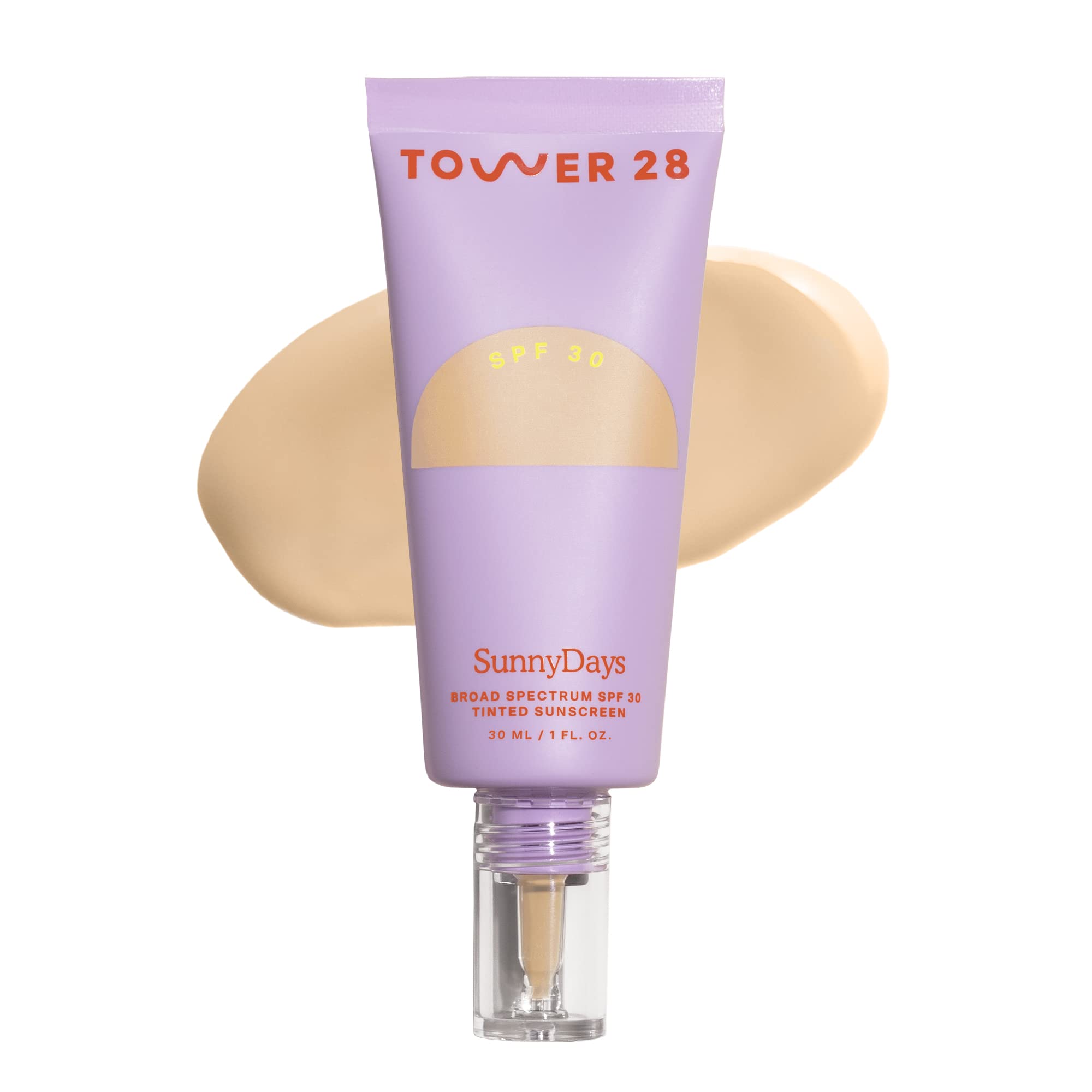 Tower 28 SunnyDays tinted sunscreen tube provides lightweight mineral protection.