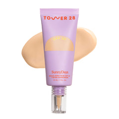 Tower 28 SunnyDays tinted sunscreen tube provides lightweight mineral protection.