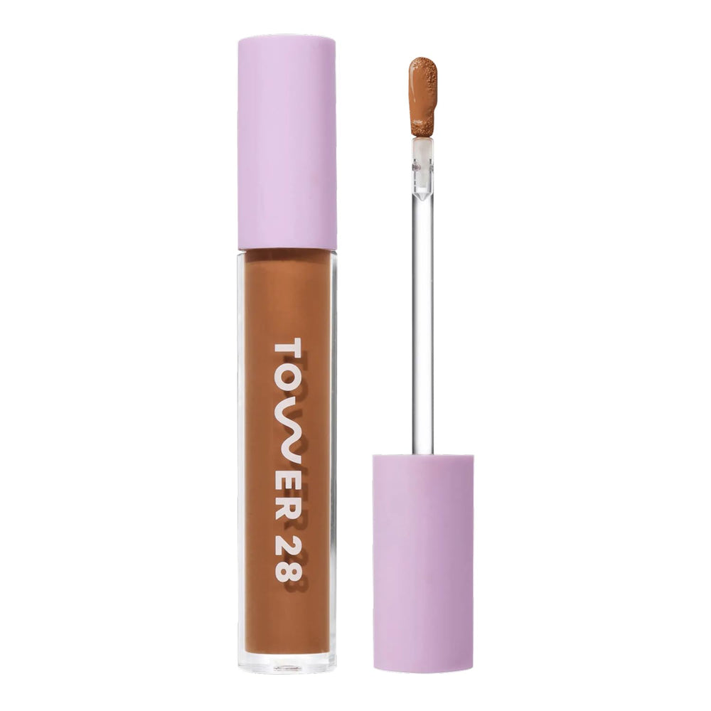 Tower 28 Swipe Serum Concealer bottle in shade 16SB shows deep neutral tone for even skin tone.