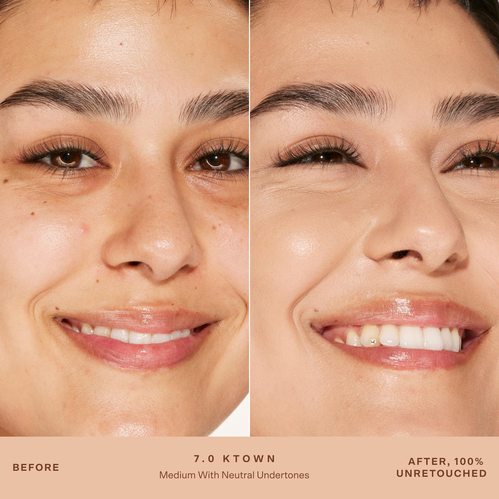 Swatches of Tower 28 Swipe Serum Concealer showing medium-buildable coverage.