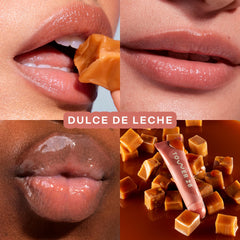 LipSoftie on lips with a glossy finish and long-lasting moisture