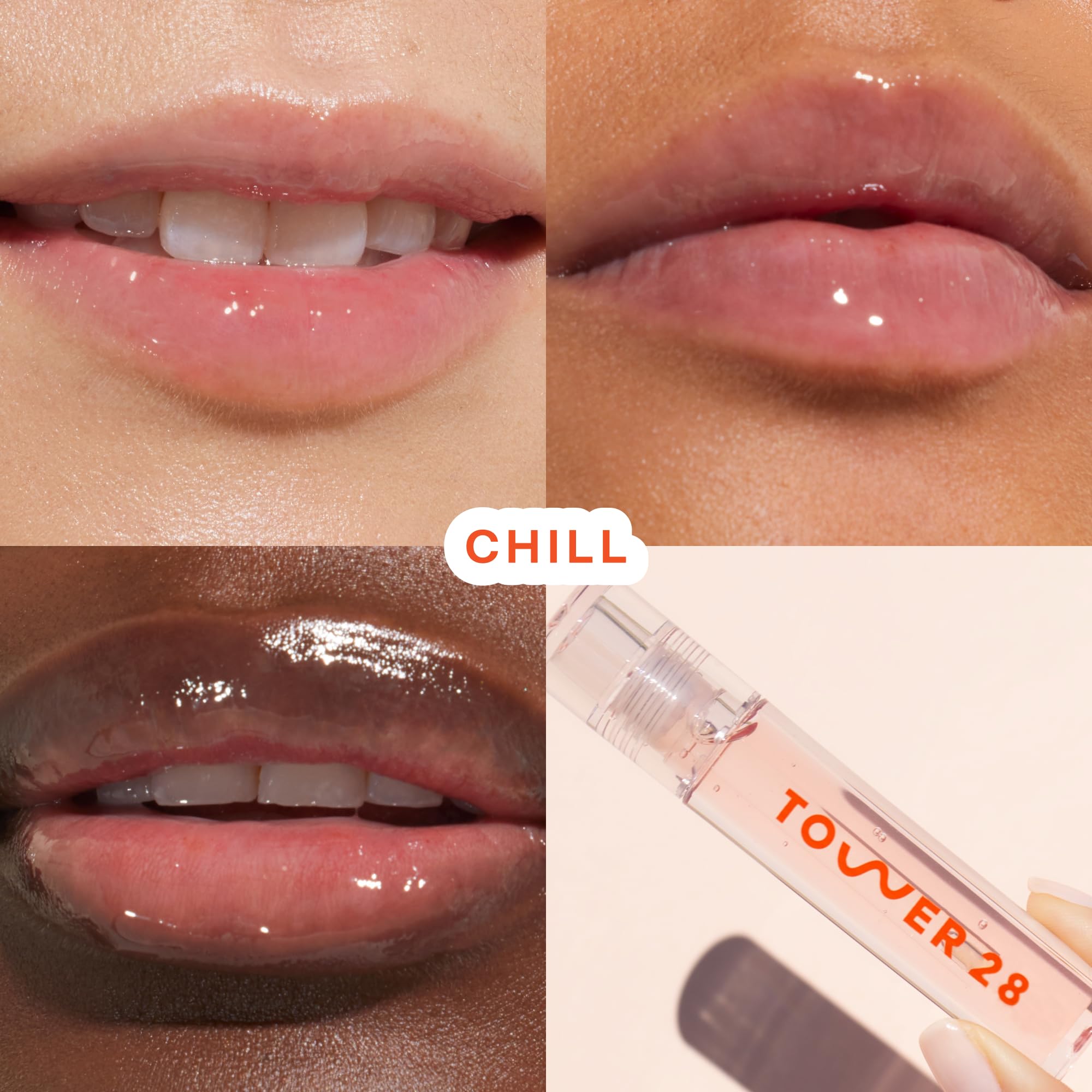 Tower 28 ShineOn Lip Jelly Chill tube application highlights non sticky comfortable gloss