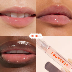 Tower 28 ShineOn Lip Jelly Chill tube application highlights non sticky comfortable gloss