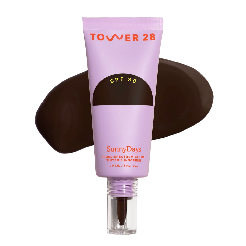 Tower 28 SunnyDays SPF 30 bottle showing buildable natural coverage