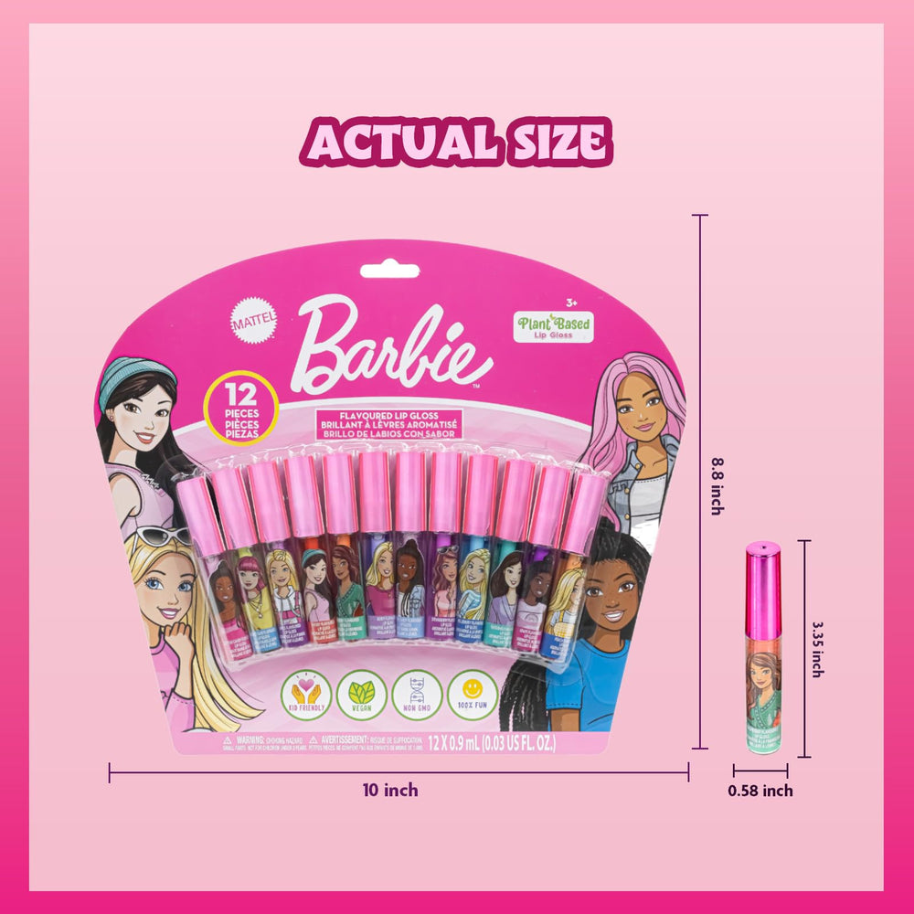 Townley Girl Barbie lip gloss packaging display for gifting.