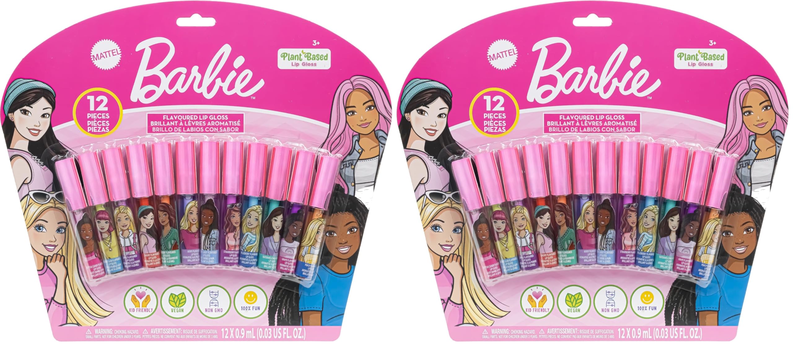 Townley Girl Barbie lip gloss cherry flavor close-up for kids party favors.