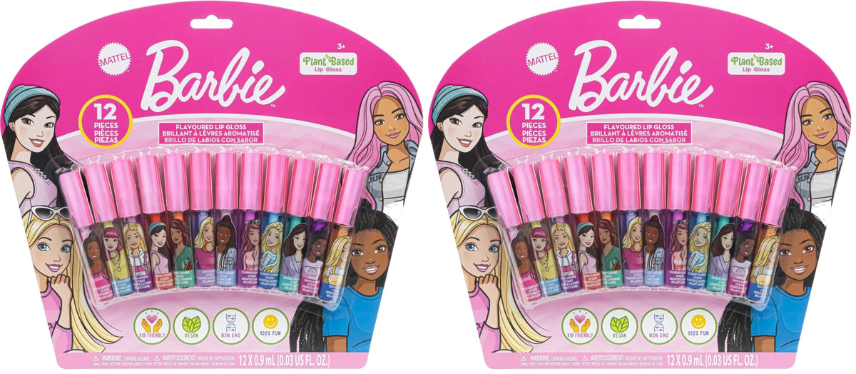 Townley Girl Barbie lip gloss cherry flavor close-up for kids party favors.
