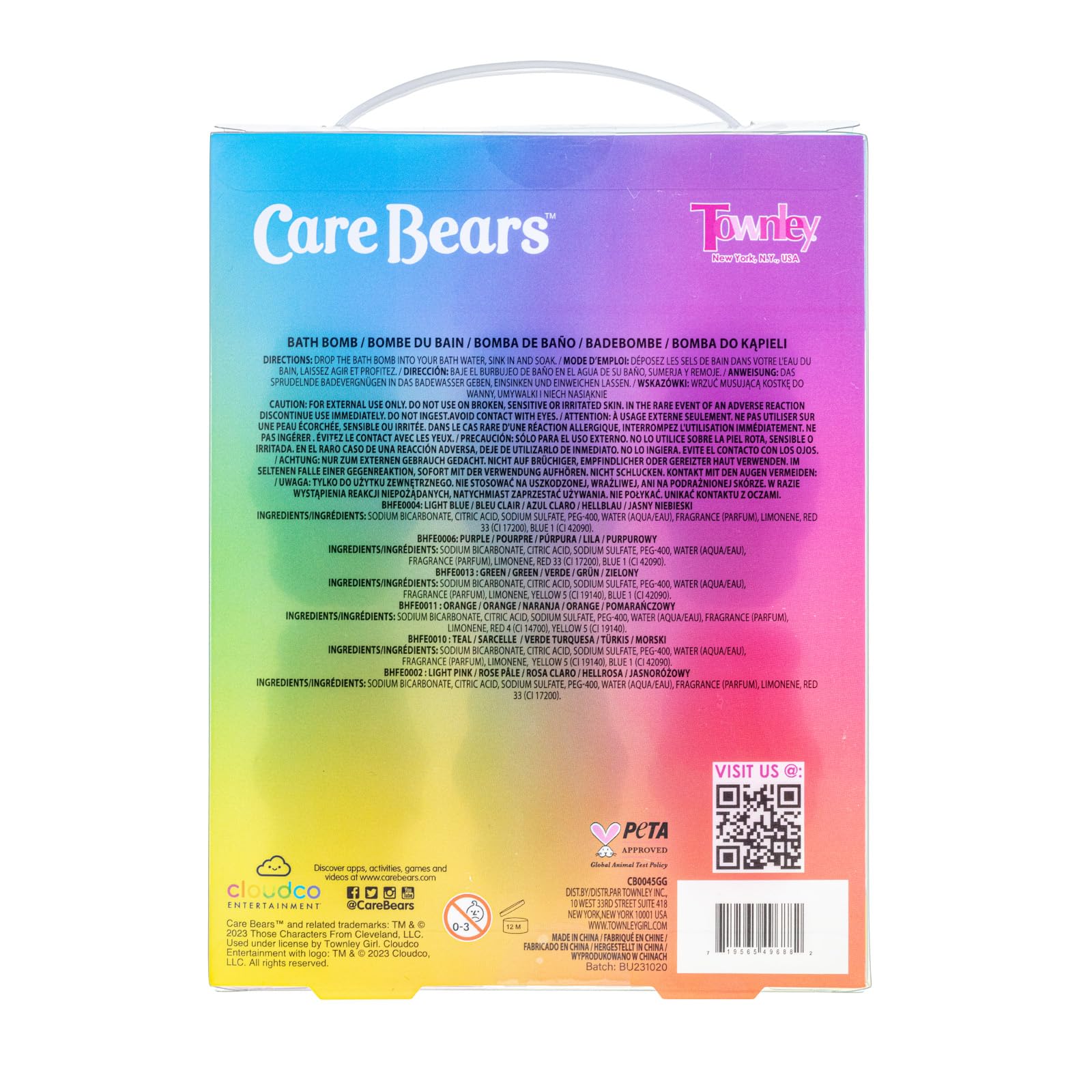 Townley Girl Care Bears bath bomb Love-a-Lot Bear creates sparkling bubbles