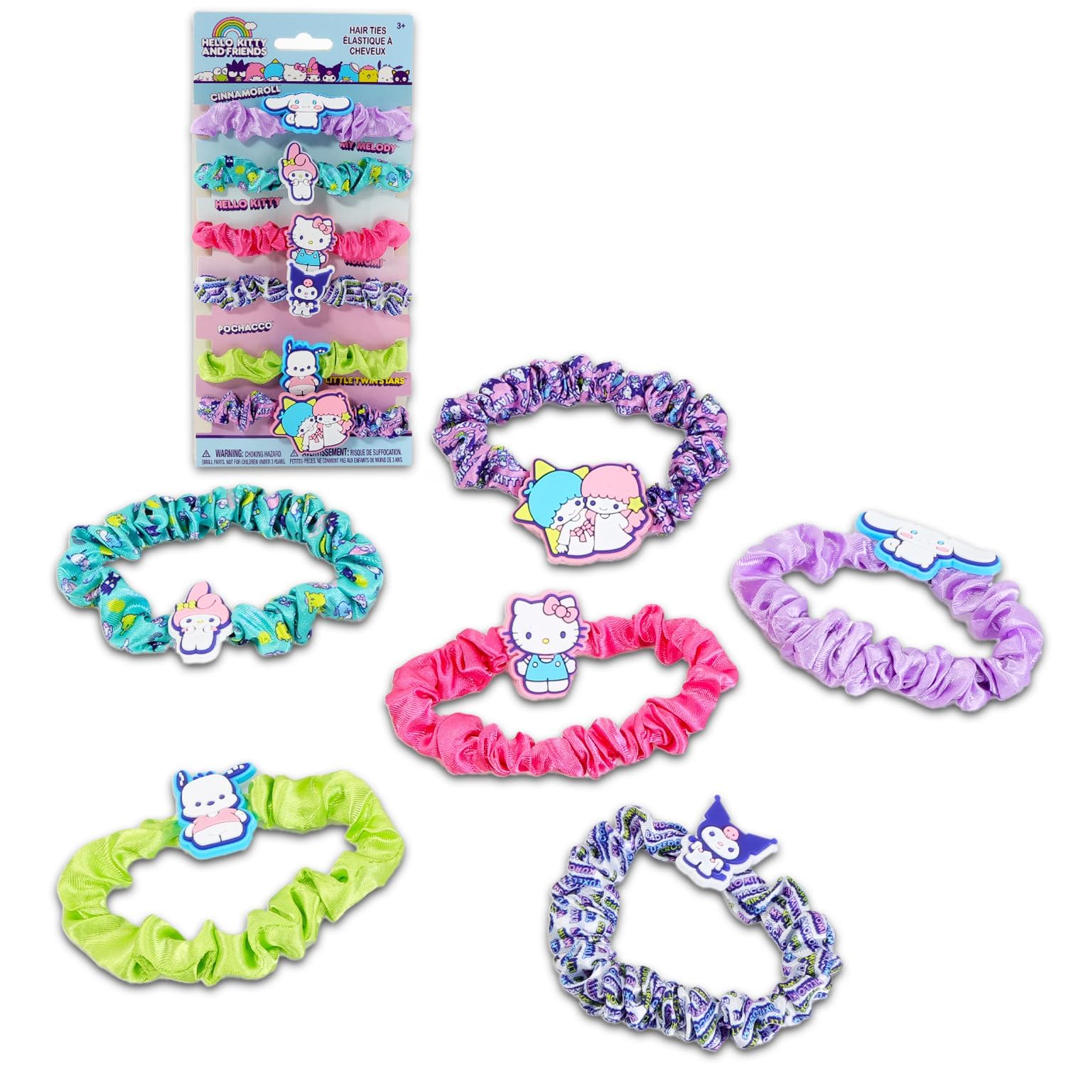 Townley Girl Hello Kitty hair ties bundle; secure, colorful styles for daily wear.