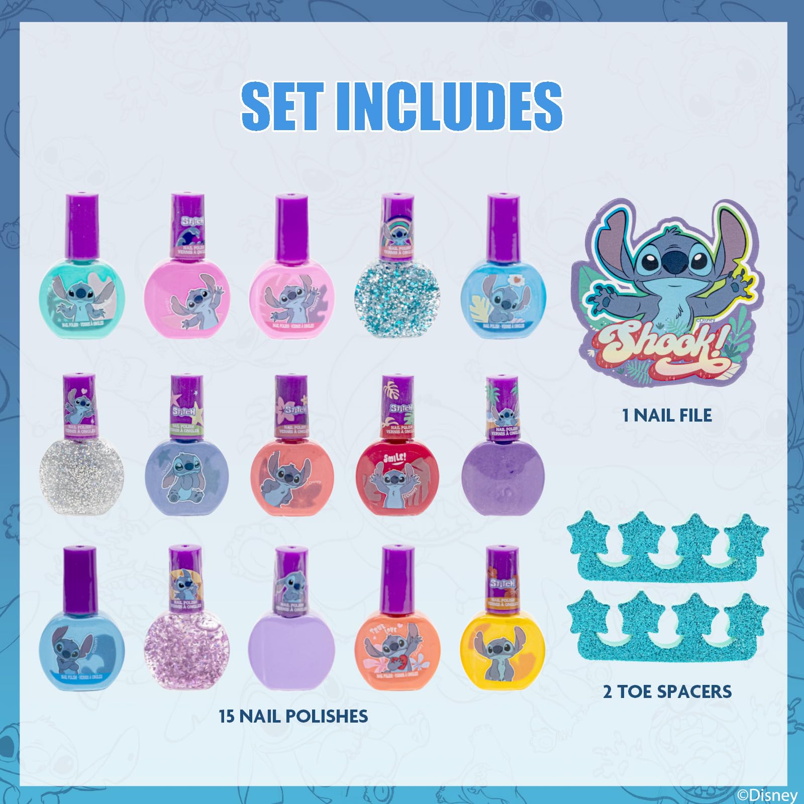 Townley Girl Stitch pink polish bottle close-up for playful nails