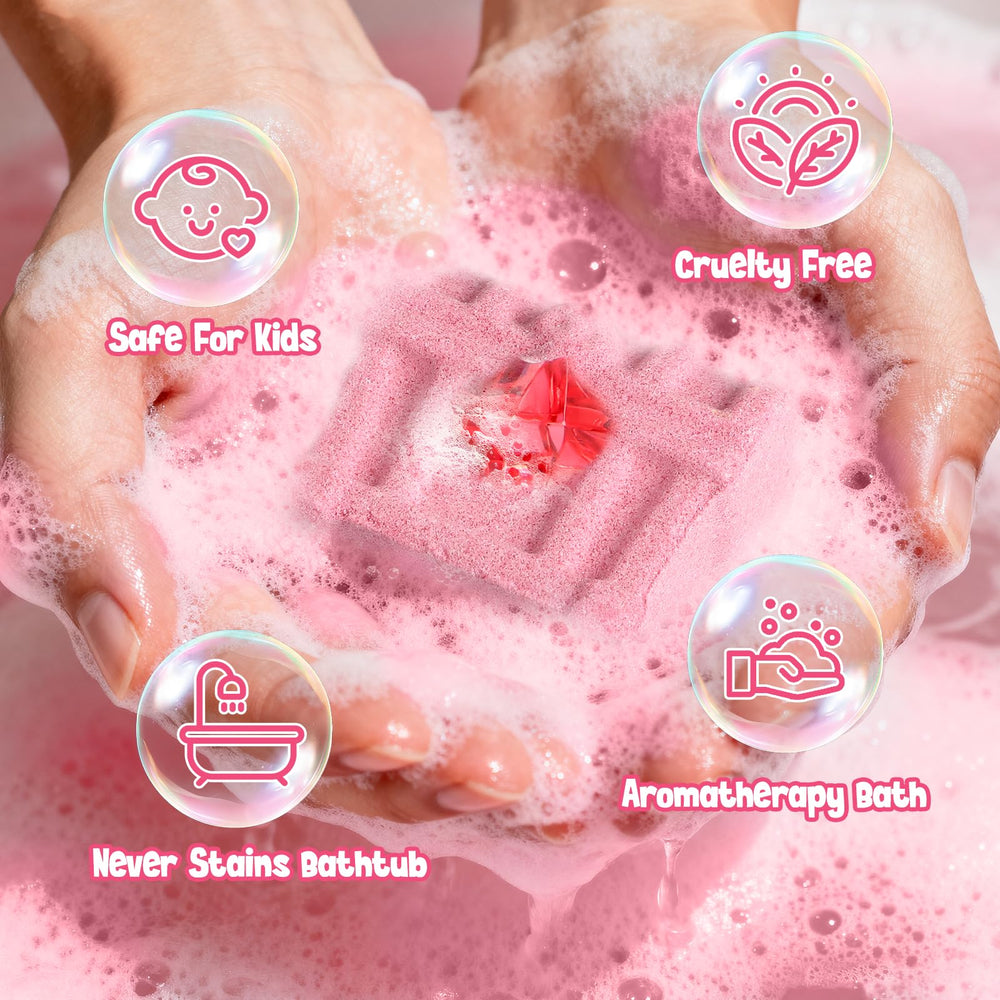 Toylink bath bombs color the tub safely with vibrant fizz and bubbles