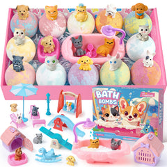 Toylink bath bomb with puppy toy inside for imaginative bath play.