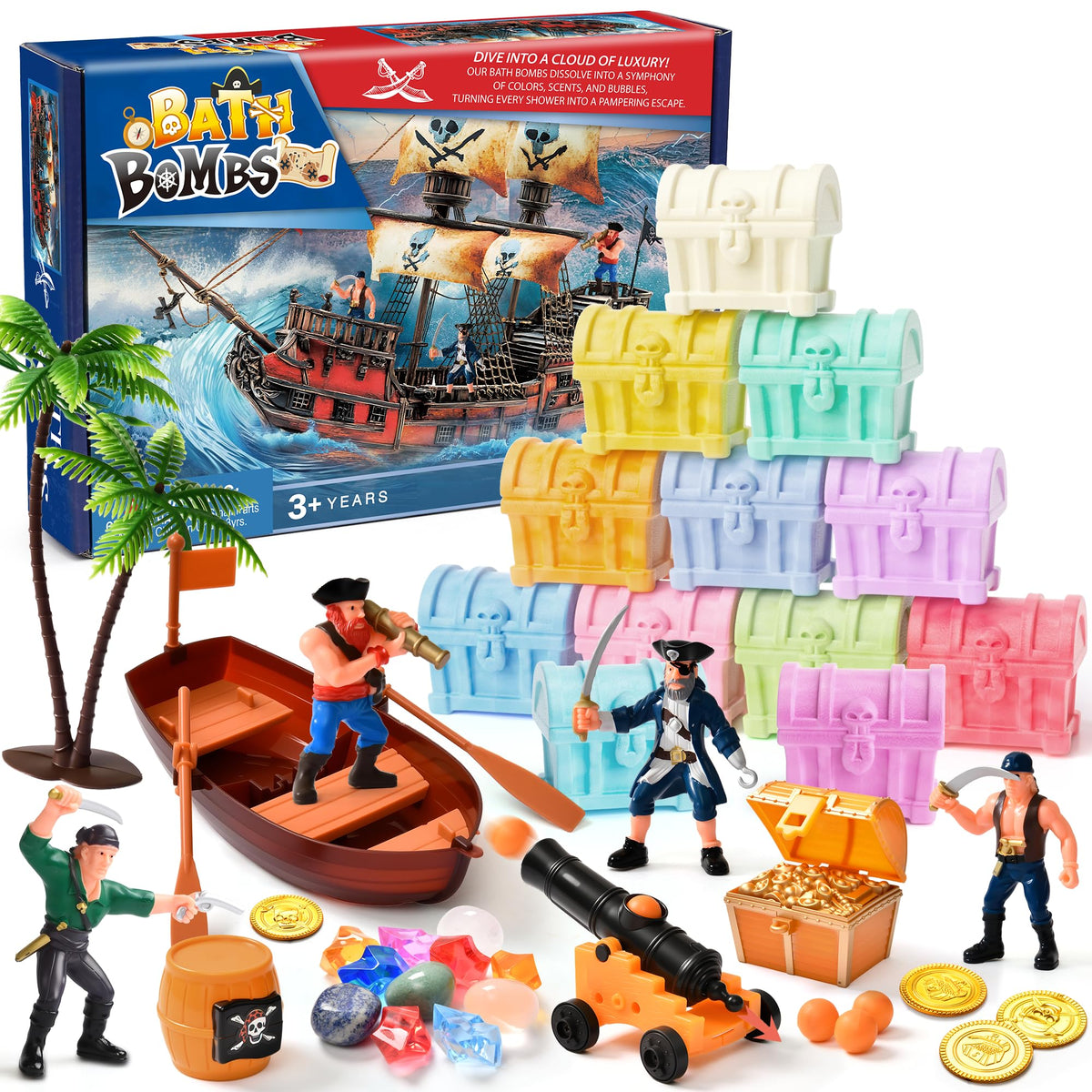 Toylink treasure chest bath bomb shows hidden dive gems for imaginative play