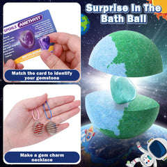 Toylink Galaxy Bath Bombs gemstones rise to surface as water changes color