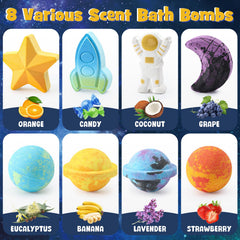 Toylink Space Bath Bombs include extra astronaut toys for extended pretend play