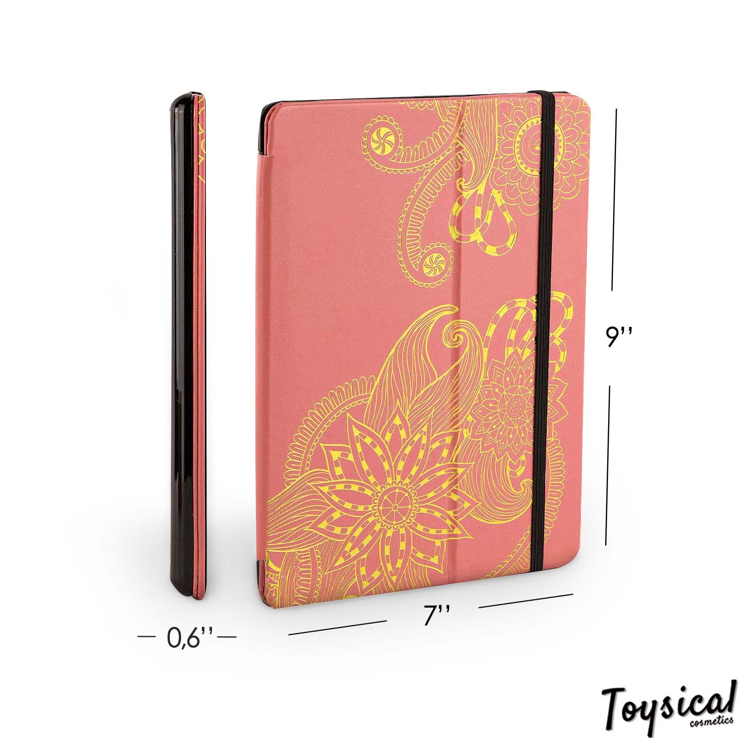 Toysical makeup kit includes mirror and two applicators for precise on-the-go application.