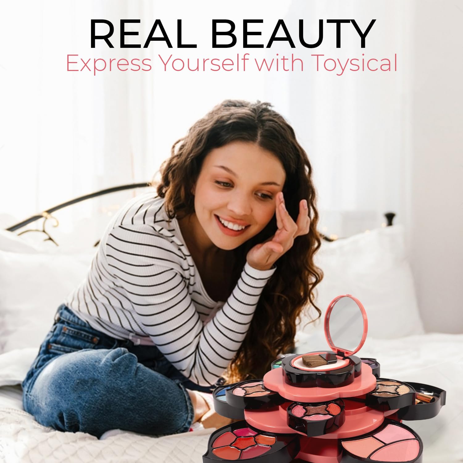 Toysical makeup kit teens included brushes and mirror for easy at-home application