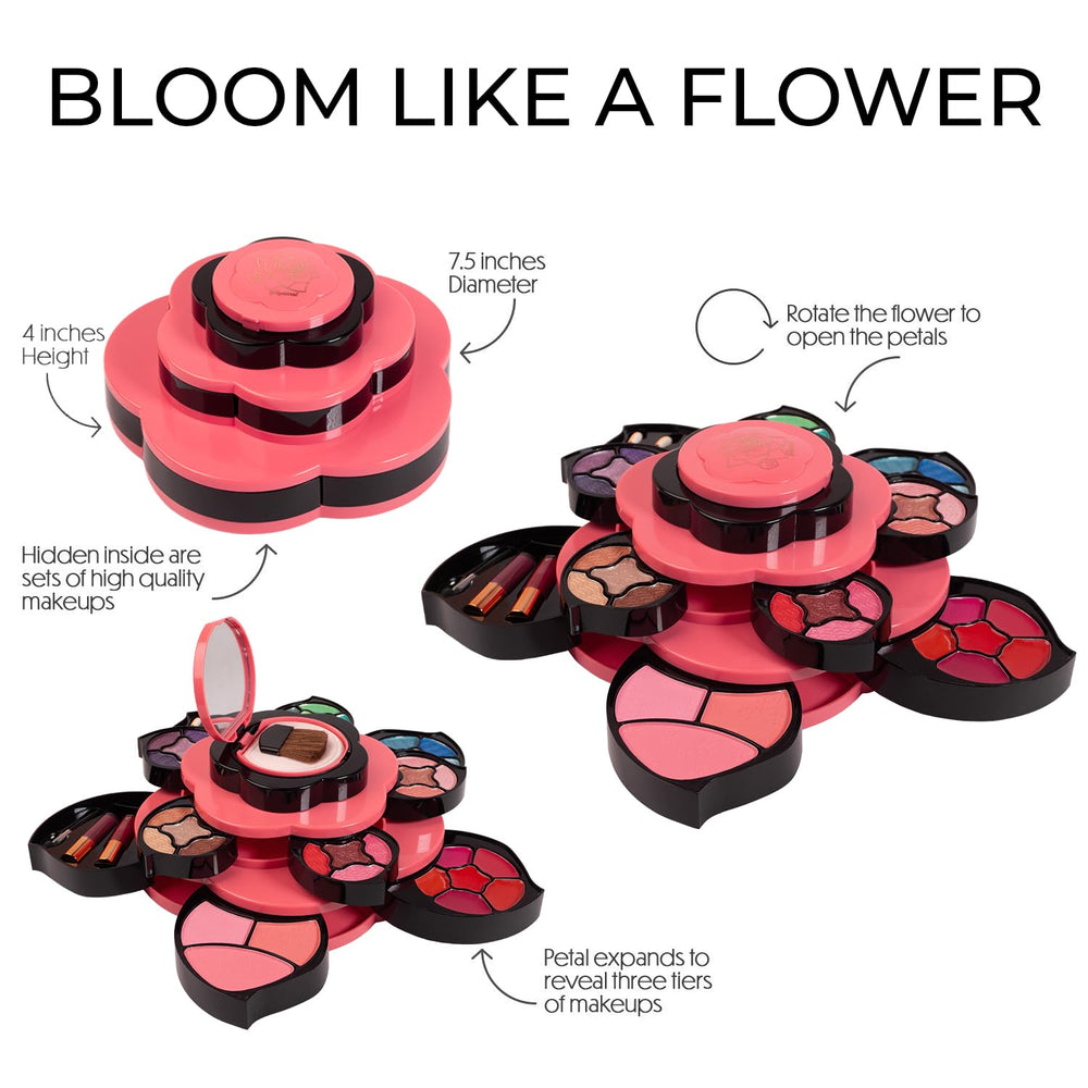 Toysical makeup kit teens concealer and blush powders arranged for quick day touch-ups