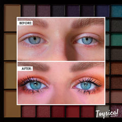 Toysical 88 color matte and glitter shadows offer versatile looks.