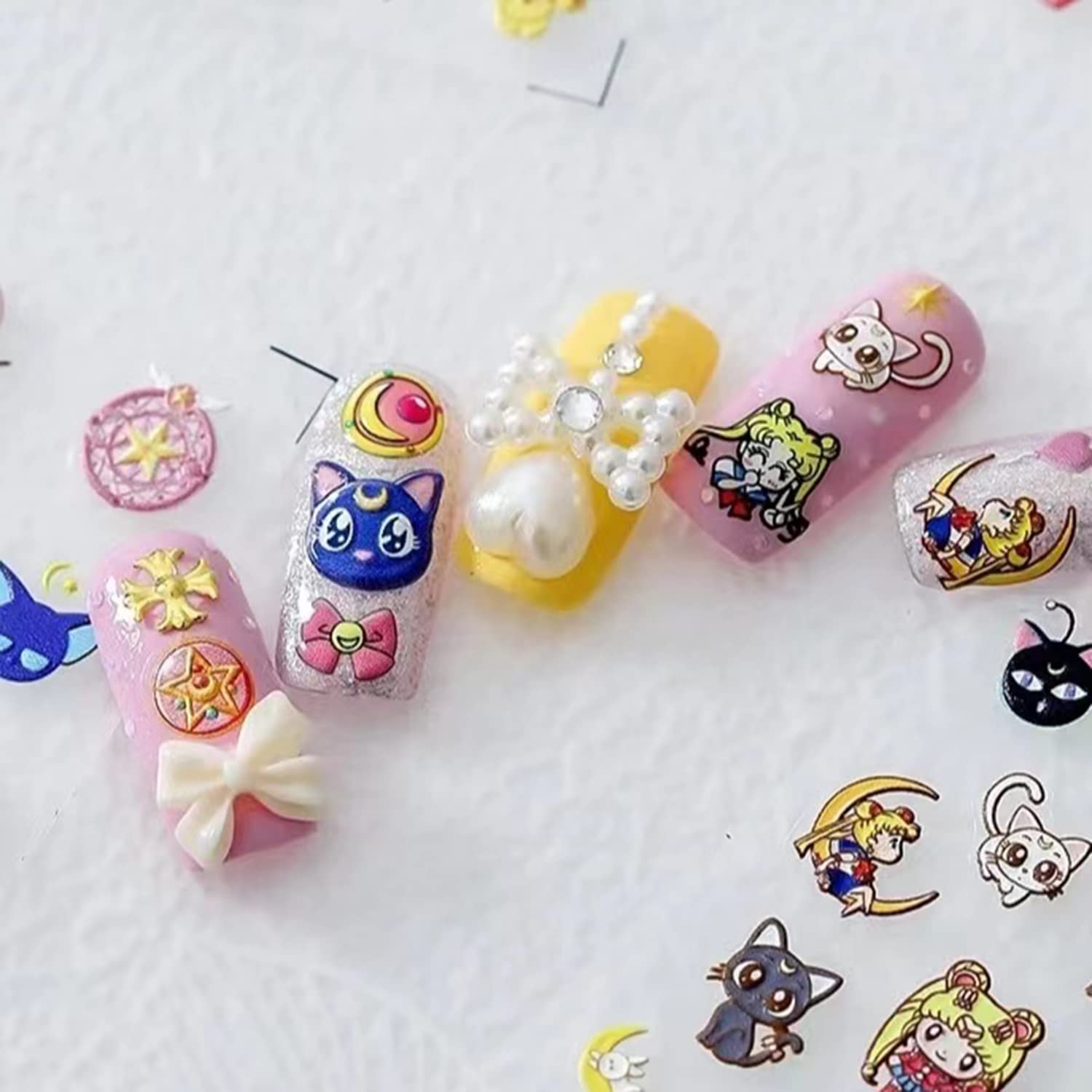 TPhaelay cartoon nail stickers model B on two sheets for playful nail art.