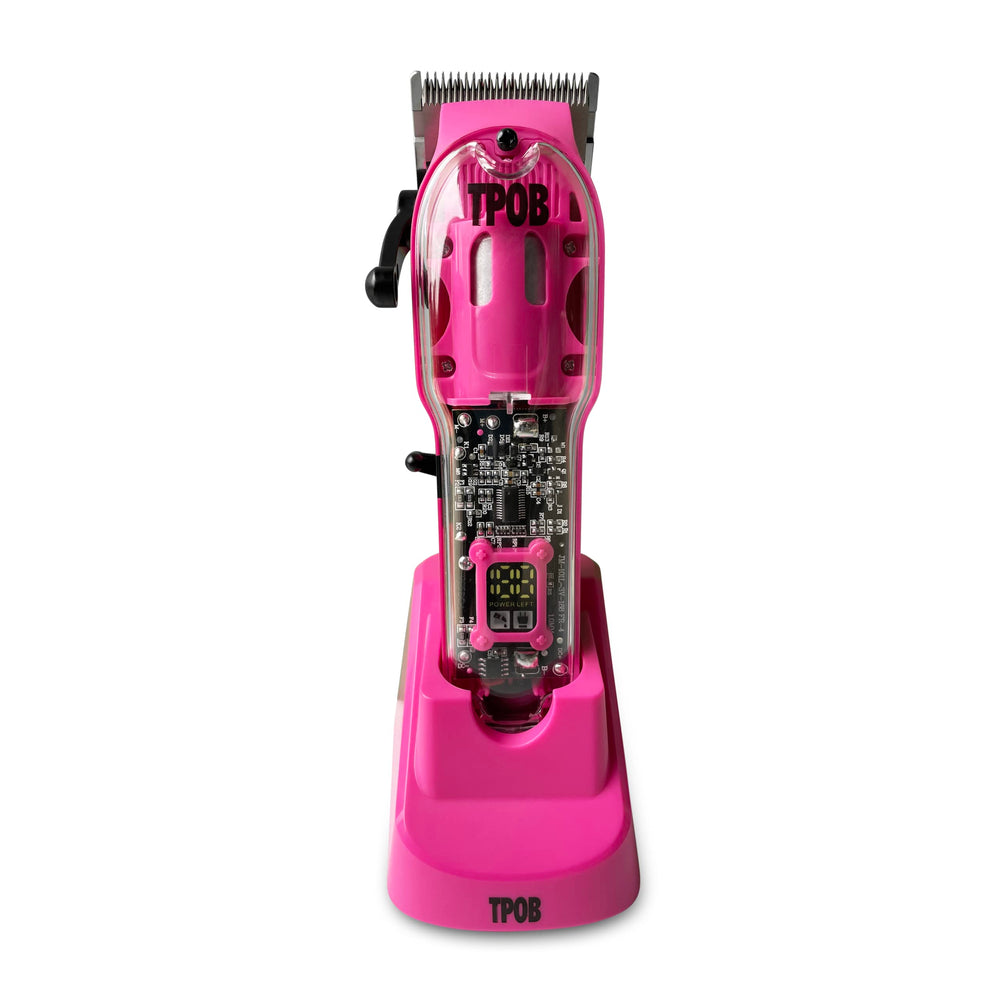 TPOB Slime 2 Candy Edition clippers in matte pink case for professional storage and transport
