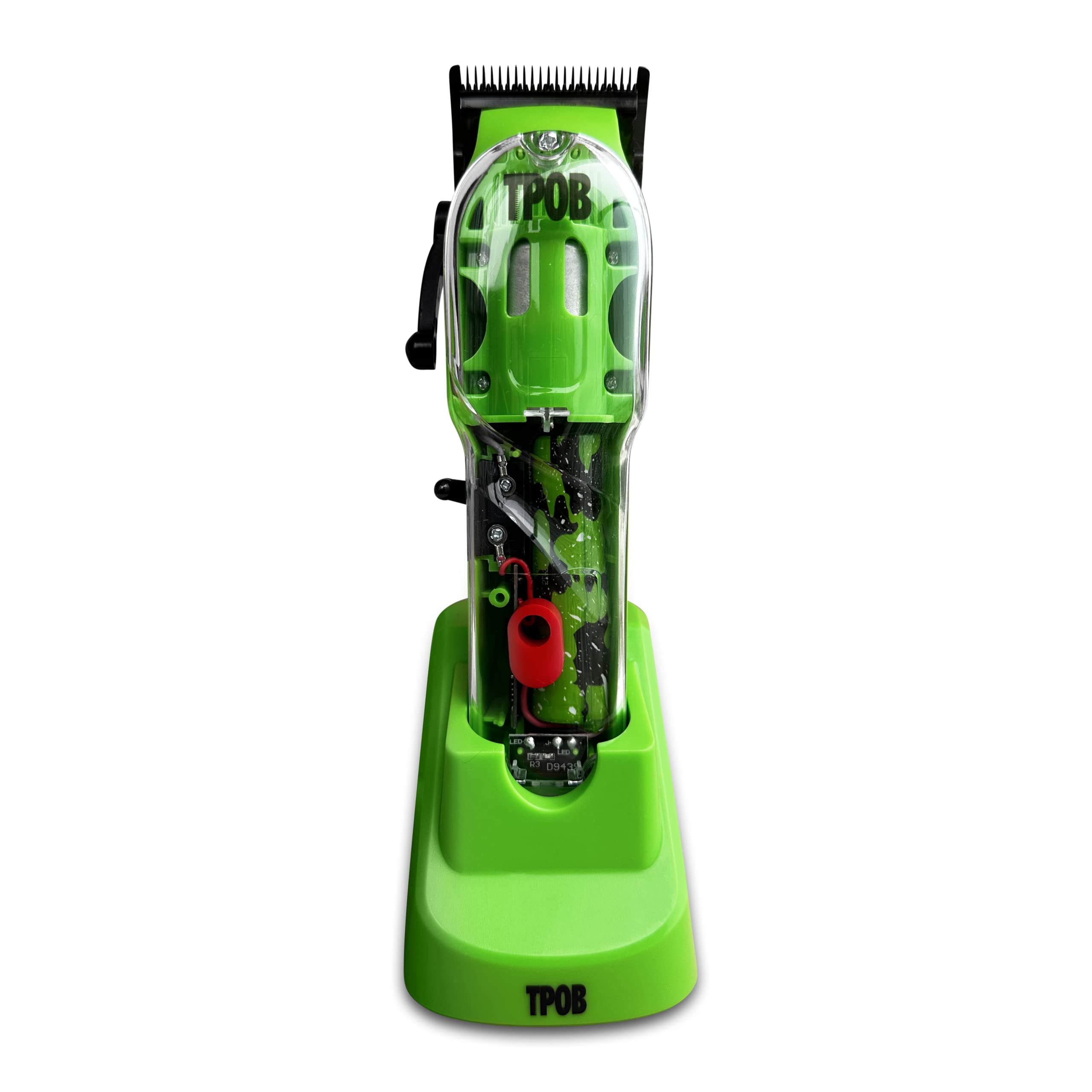 TPOB Slime 2 clippers with matte green case for portable styling.