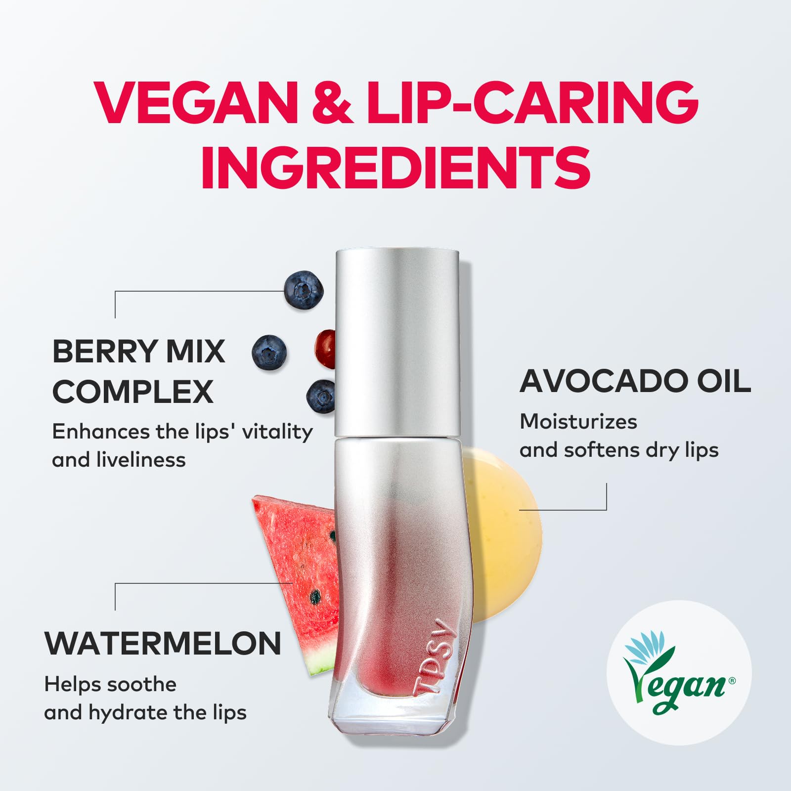 TPSY Juicy Lip Plumper glossy finish—non-sticky shine and comfortable wear