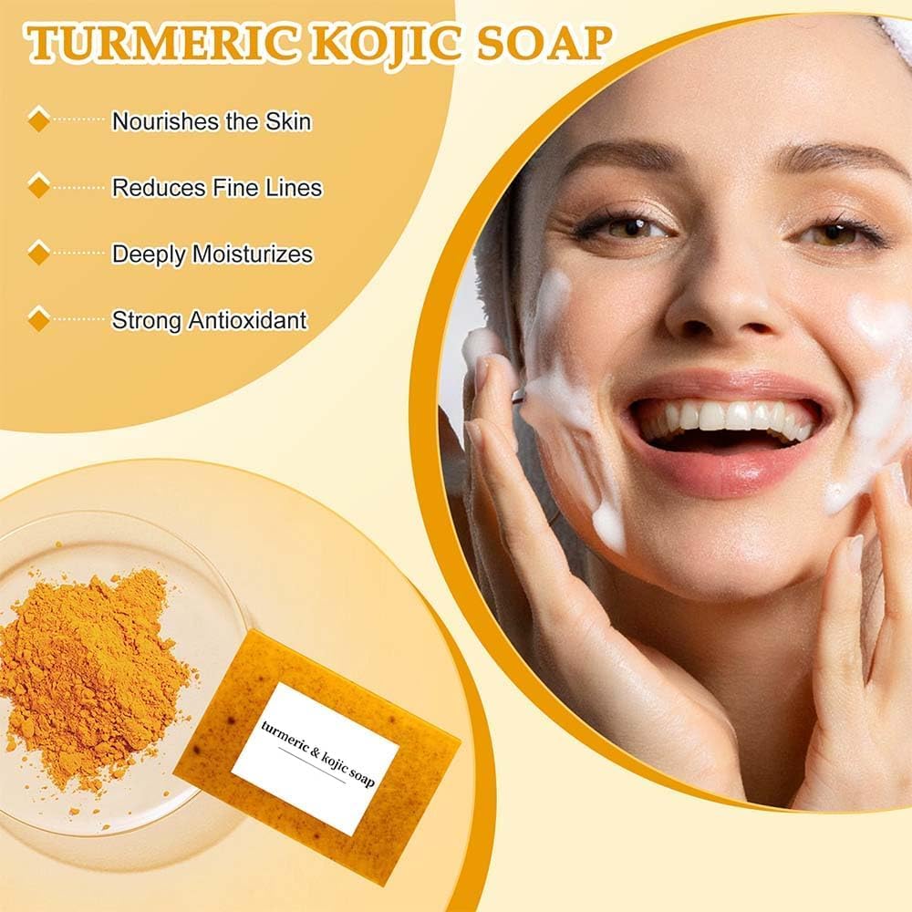 TPTAL Turmeric Wash and Care bundle display emphasizes all-in-one skincare routine