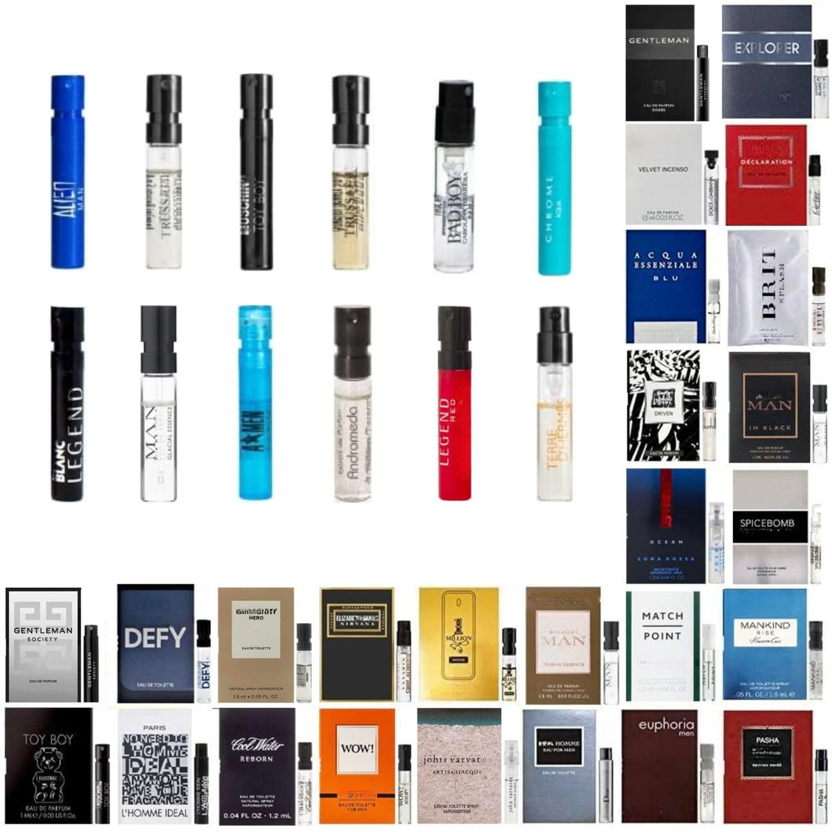 Tradeberry men’s cologne sampler 12-pack front view for scent discovery on the go.