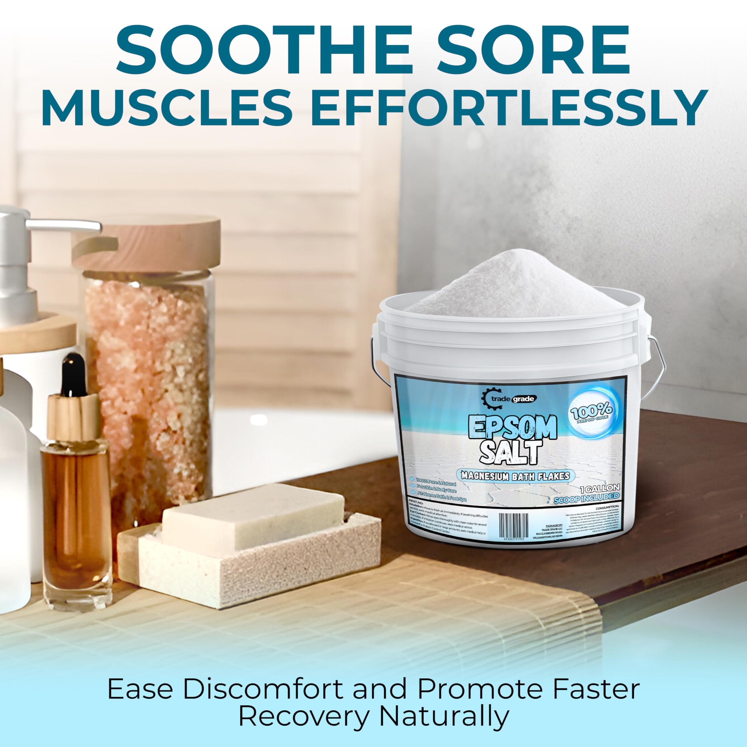 TradeGrade Epsom Salt DIY beauty project using magnesium sulfate crystals.