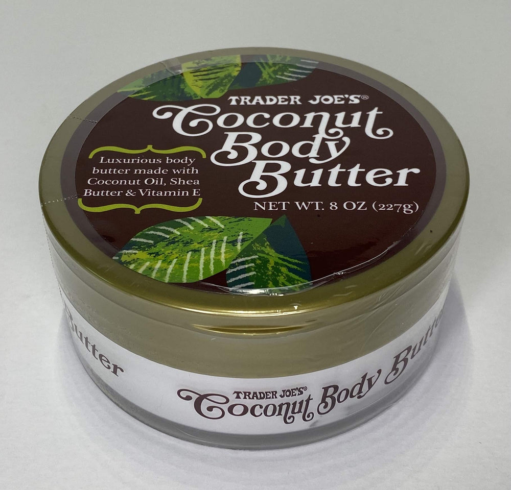 Ingredients close-up featuring coconut oil in Trader Joe's Coconut Body Butter.