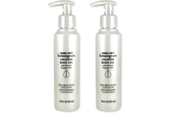 Trader Joe's lemongrass coconut body oil bottle, lemony scent, light hydration for skin.