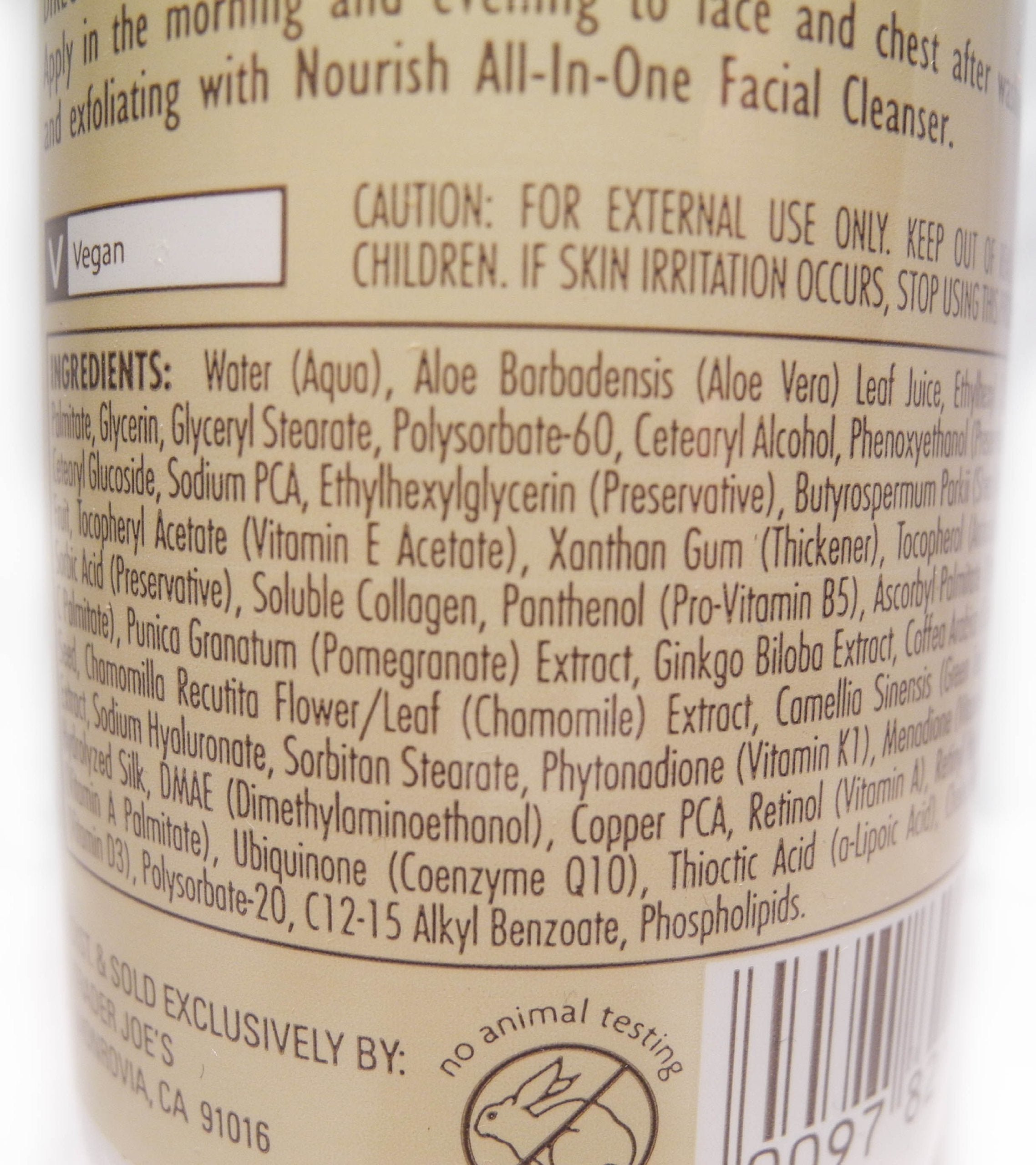 Trader Joe's Nourish Oil-Free Facial Moisturizer bottle with a balanced hydration glow.