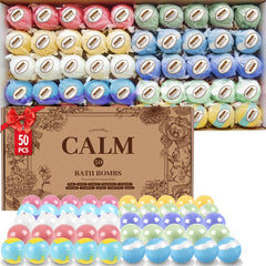 TranquilBliss bath bombs 50-piece gift box showcases a premium, ready-to-gift fragrance set.