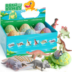 TranquilBliss Dino Egg bath bombs in a gift box entice kids to explore bath time