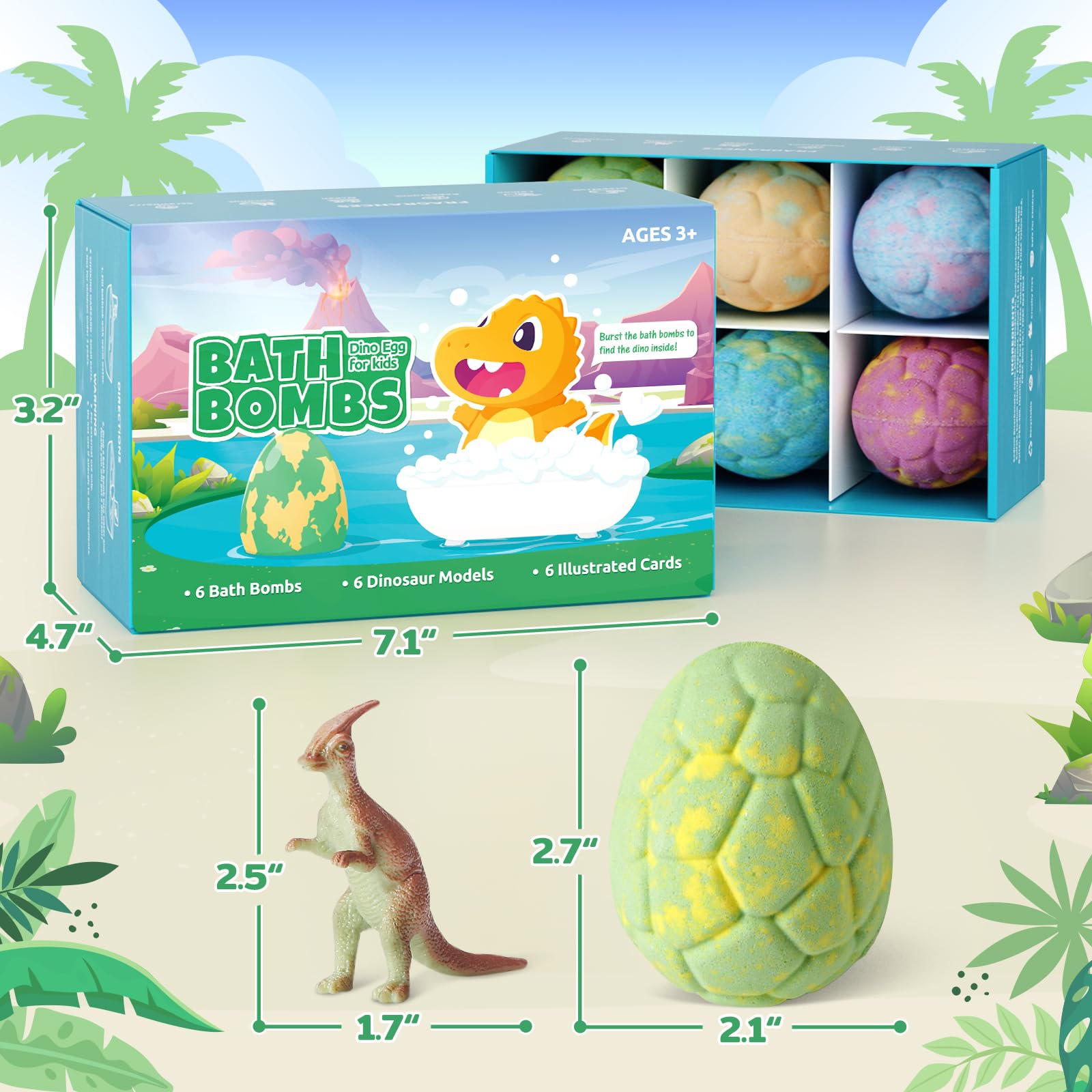 TranquilBliss Dino Egg bath bombs revealed from packaging during unboxing