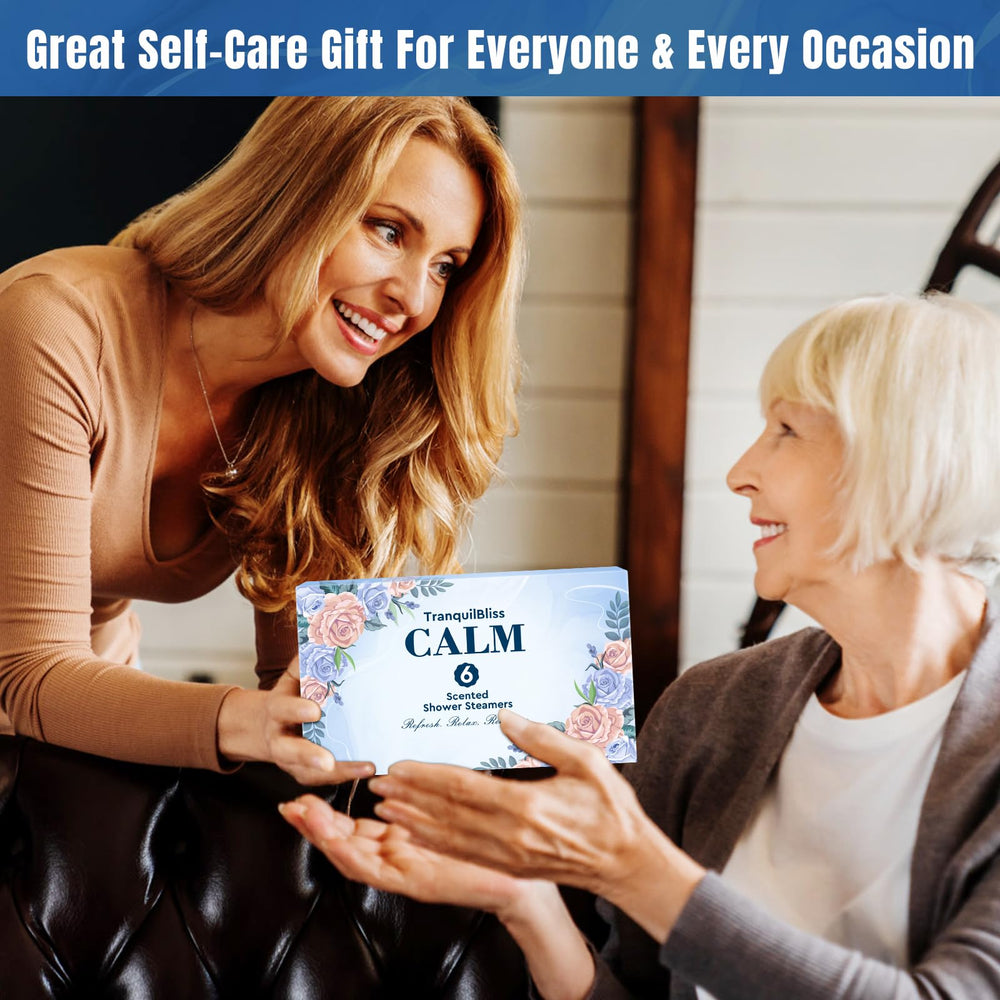 TranquilBliss gift-packaging image showcasing ready-to-gift shower steamers