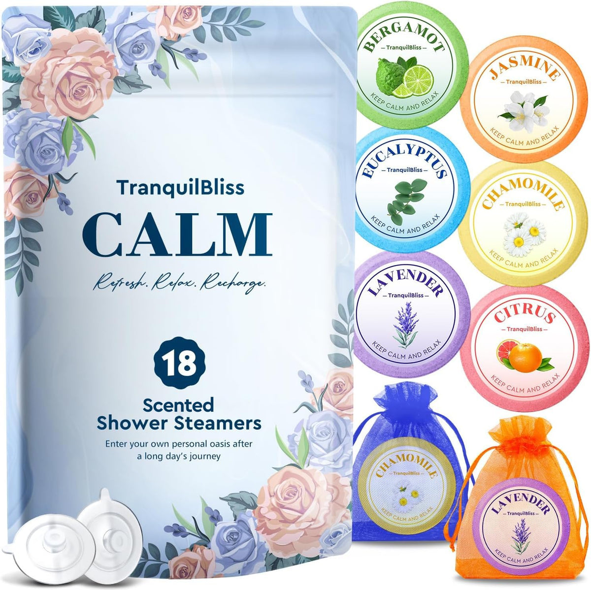 TranquilBliss bergamot shower steamer for a soothing morning ritual