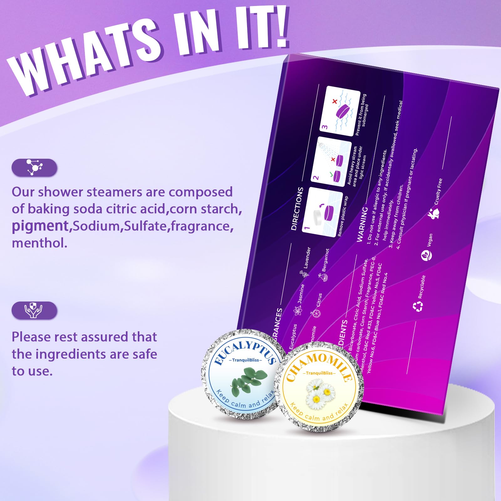 TranquilBliss eucalyptus shower steamer—invigorating scent to awaken the senses.