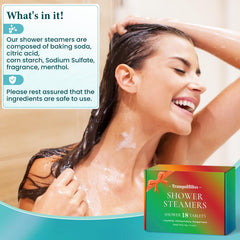 TranquilBliss steamer on shower floor activates with steam for easy use.