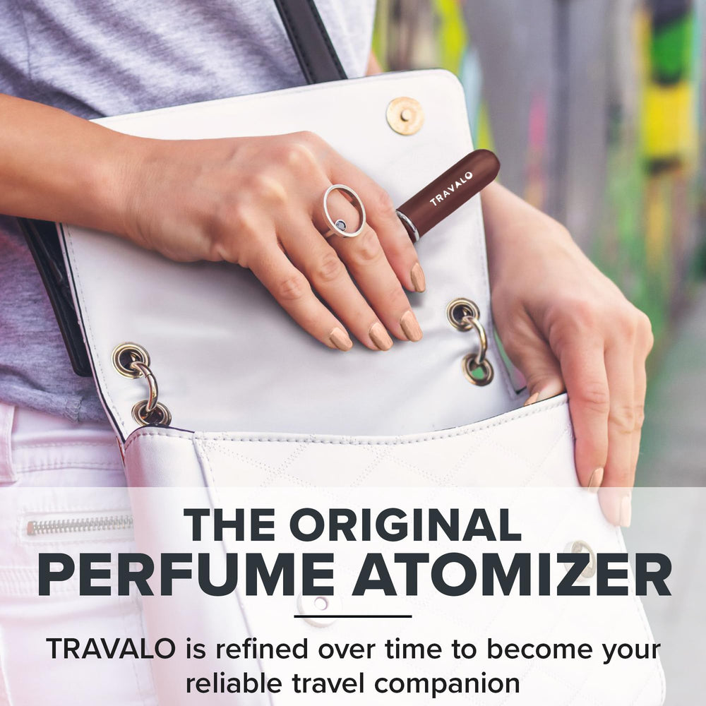 Patented red-base refill feature of Travalo Classic HD