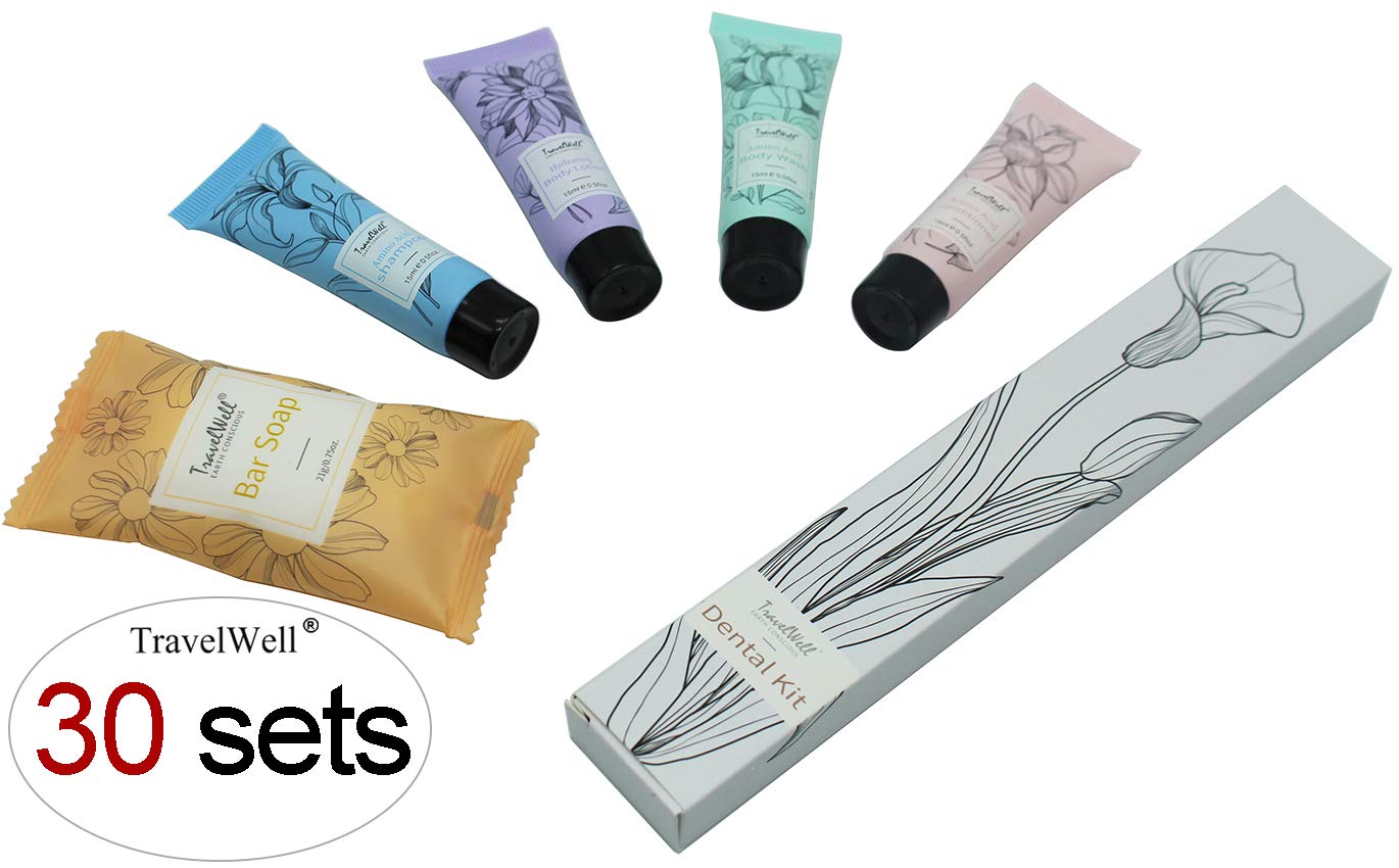 TravelWell dental kits and soap bars bulk set for hospitality use.