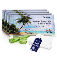 TravelWell makeup remover wipes bulk pack 500 for easy travel cleansing.