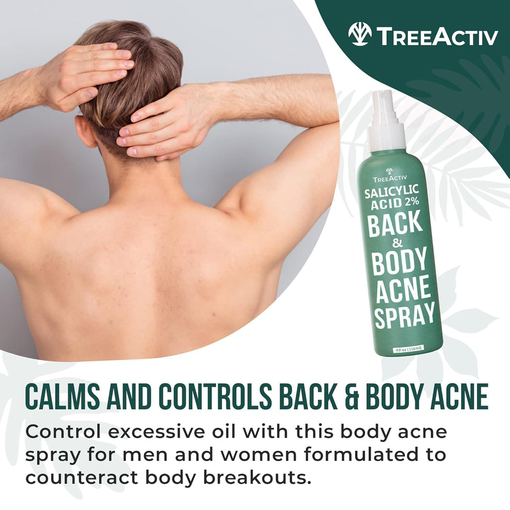Back acne spray with fresh scent for daily use.