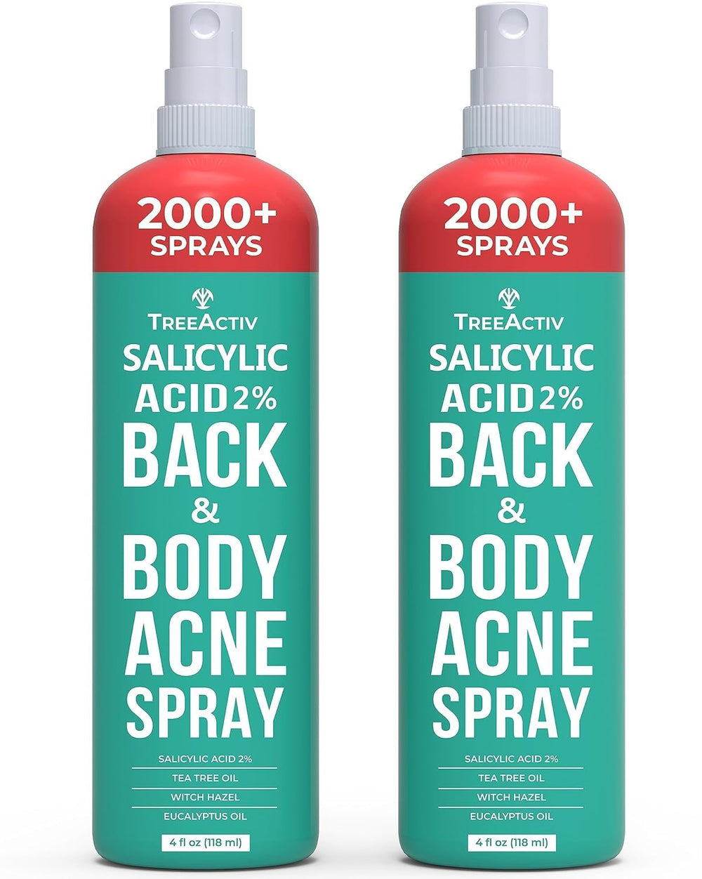TreeActiv Salicylic Acid Back & Body Spray bottle for targeted, convenient application.