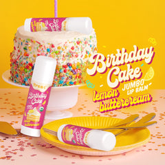 Treat Jumbo Lemon Buttercream lip balm packaging back with product details.